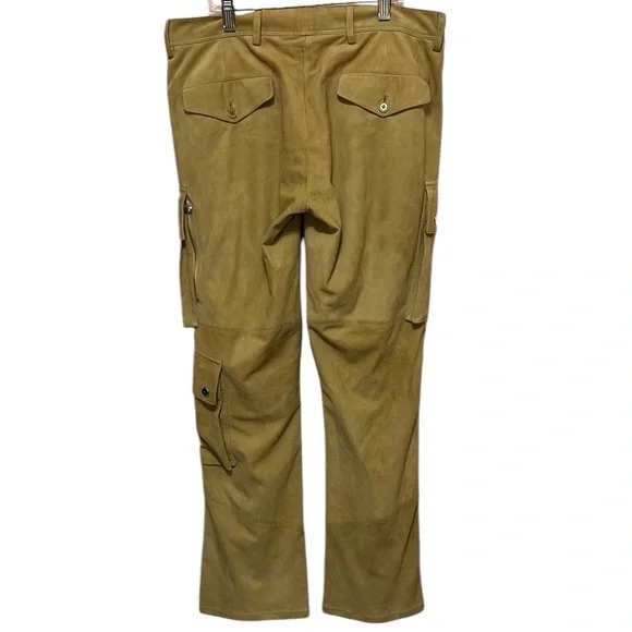 RARE Ralph Lauren Black Label Goat Suede Tan Cargo Pants. Size 8